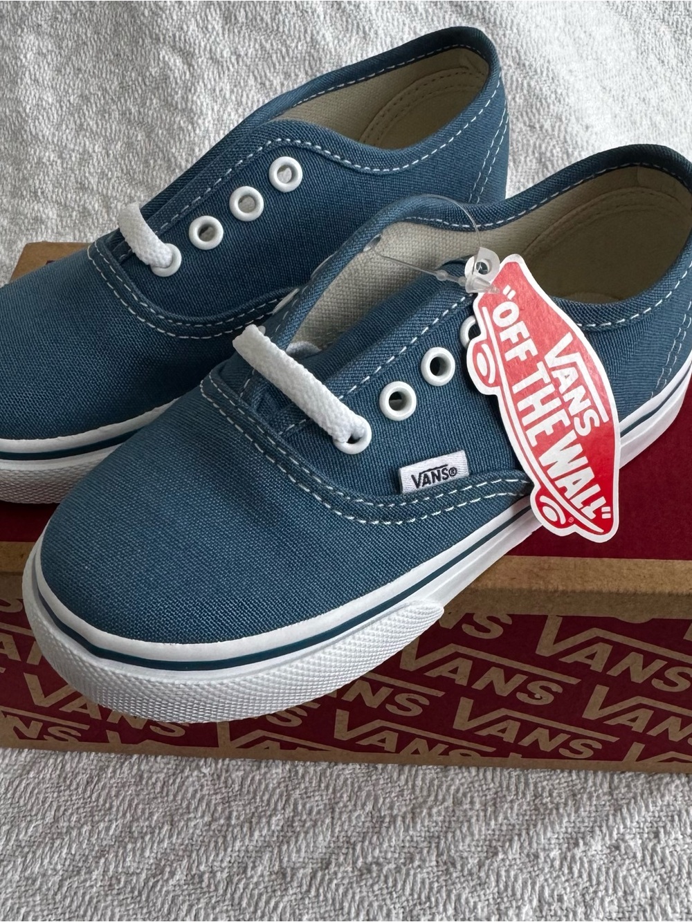 Vans Kids Authentic Canvas Sneakers in Denim Blue with White Accents